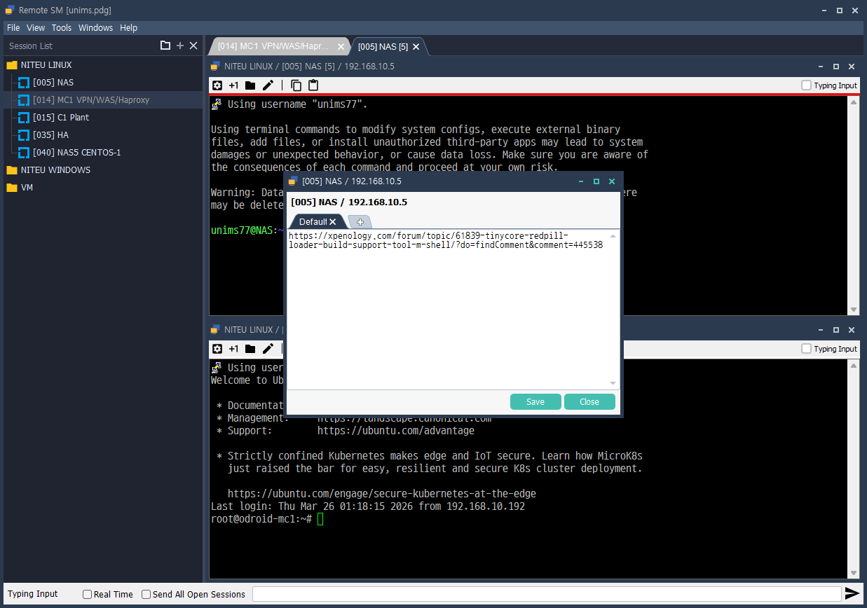 Remote SM session notes